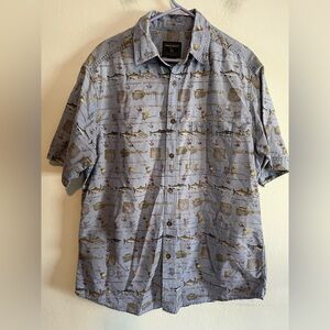 Woolrich Vintage Denim Fish Lure Button Down Mens Short Sleeve Large